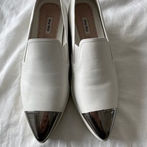 Miu Miu Block Loafer- White-40